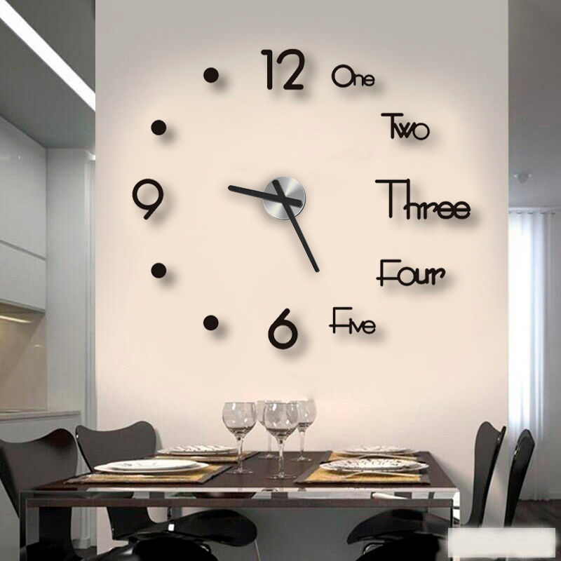 Часы настенные DIY Clock NEW black. Английский циферблат